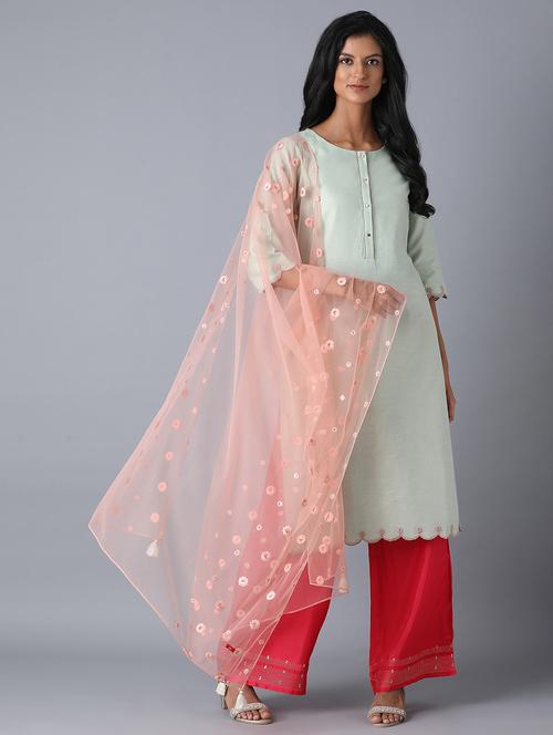orange polyester dupatta - 17818350 - Very Small Image - 1