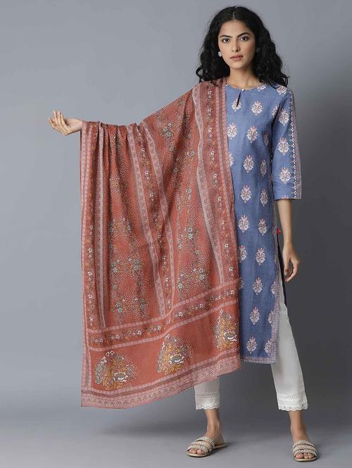 orange cotton dupatta - 17818352 - Very Small Image - 1