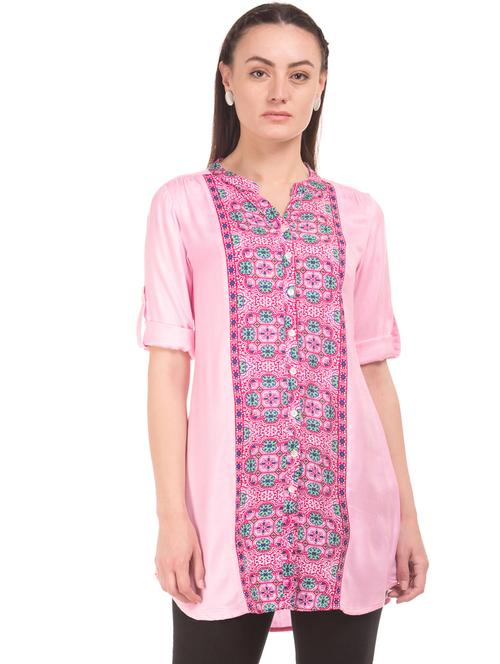 pink rayon straight kurta - 17818658 - Very Small Image - 1