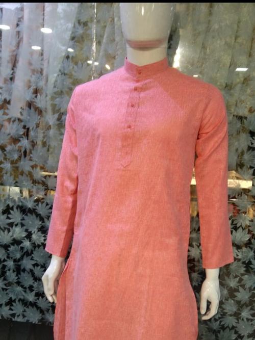 linen kurta set pink color - 17819259 - Very Small Image - 1