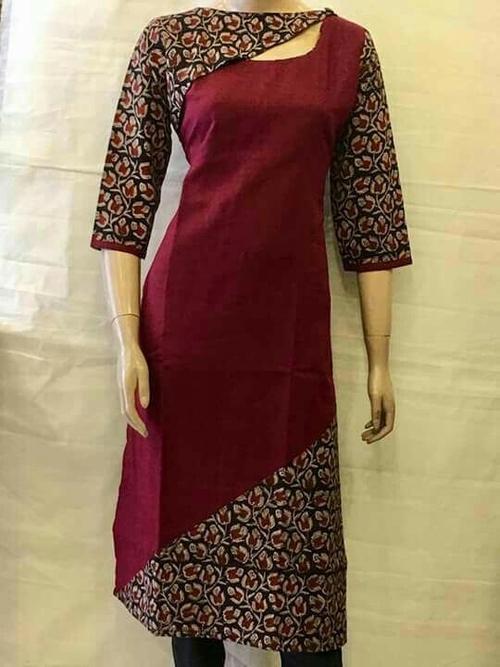 maroon cotton kurti - 17819370 - Very Small Image - 1