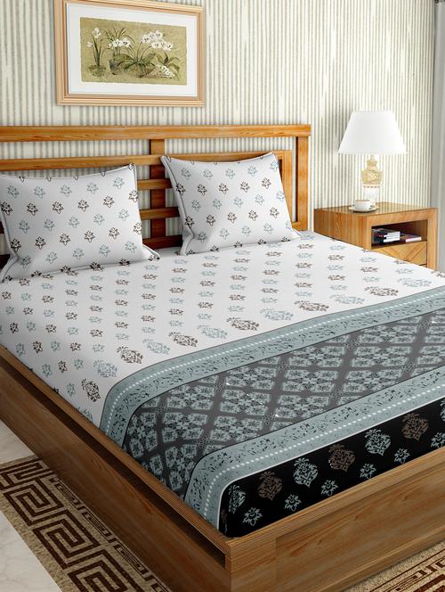 oscar collection double bedsheet set super king size cotton grey colour - 17819455 - Very Small Image - 1
