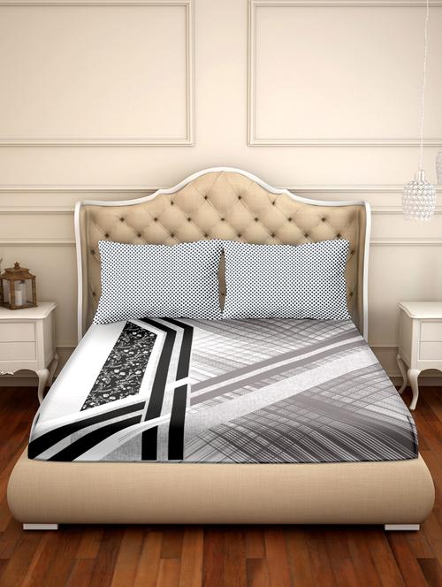 vogue double bedsheet set super king size 100% luxury cotton grey colour - 17819469 - Very Small Image - 1