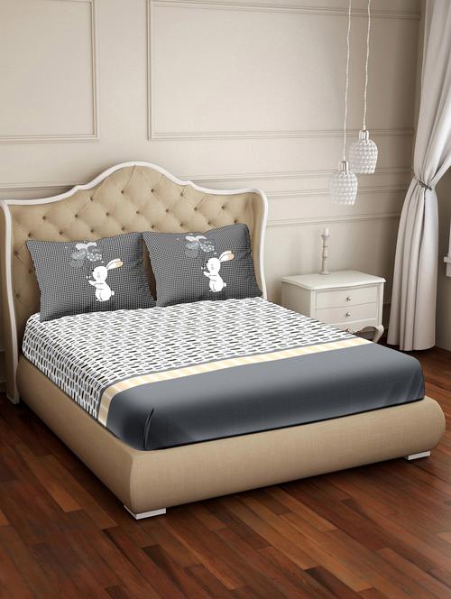vogue double bedsheet set super king size 100% luxury cotton grey colour - 17819487 - Very Small Image - 1
