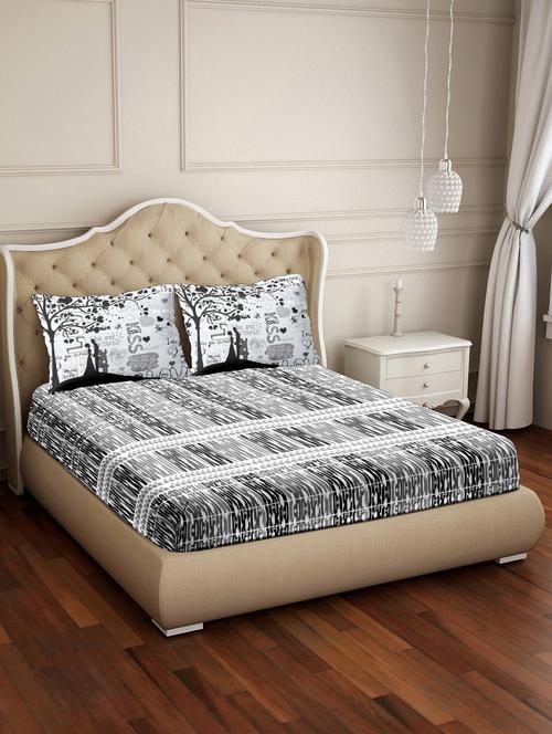 vogue double bedsheet set super king size 100% luxury cotton grey colour - 17819496 - Very Small Image - 1