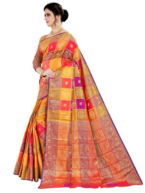 ethnic motifs patola saree with blouse - 17819655 - Very Small Image - 1