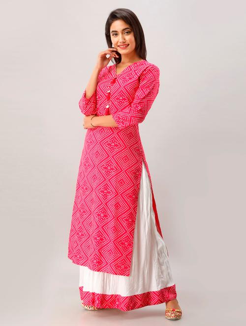pink rayon kurta skirt set - 17819665 - Very Small Image - 1