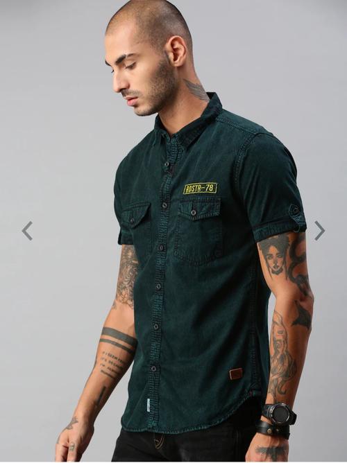 green regular fit casual shirt - 17820308 - Very Small Image - 1