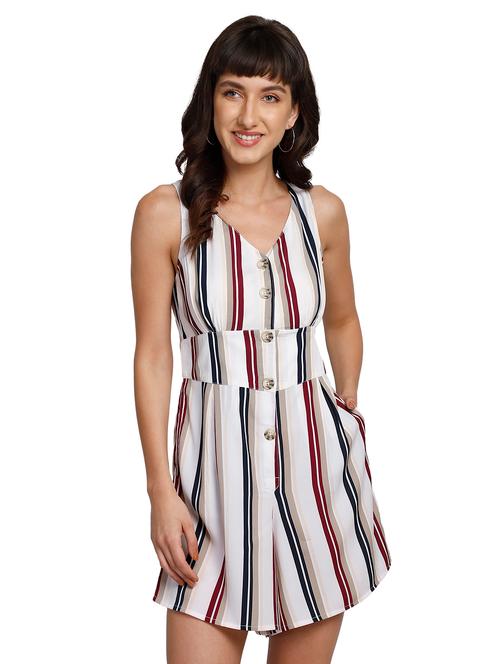 v-neck striped romper - 17820321 - Very Small Image - 1
