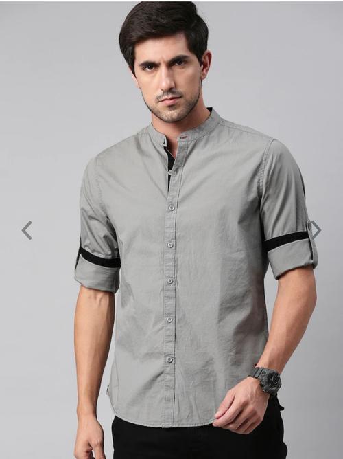 grey cotton casual shirt - 17820326 - Very Small Image - 1