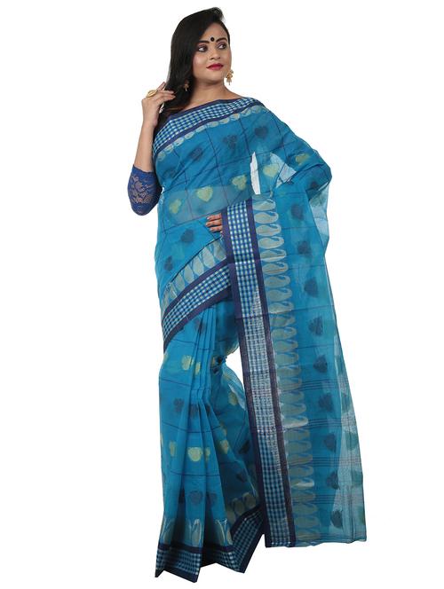blue cotton tant saree - 17820526 - Very Small Image - 1