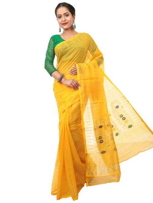 yellow cotton silk tant saree - 17820548 - Very Small Image - 1