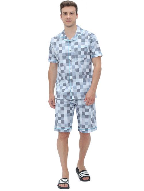 light blue checkered sleepwear set - 17821404 - Very Small Image - 1