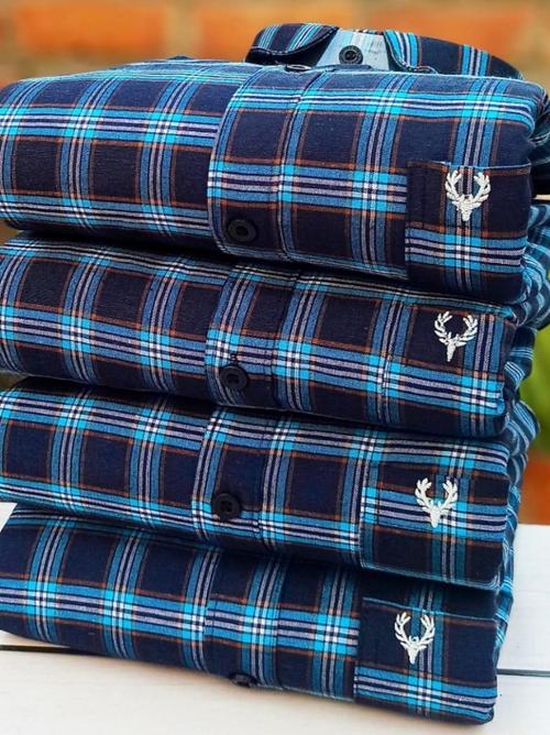 blue cotton casual shirt - 17821502 - Very Small Image - 1