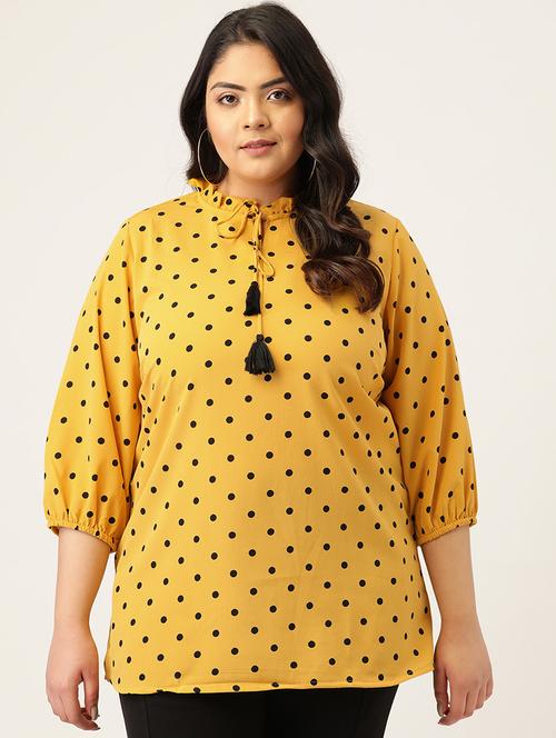 tie up neck polka dot plus top - 17821538 - Very Small Image - 1