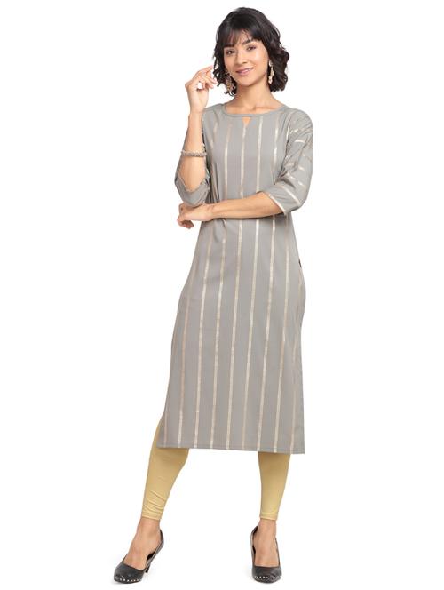 foil print straight kurta - 17821842 - Very Small Image - 1