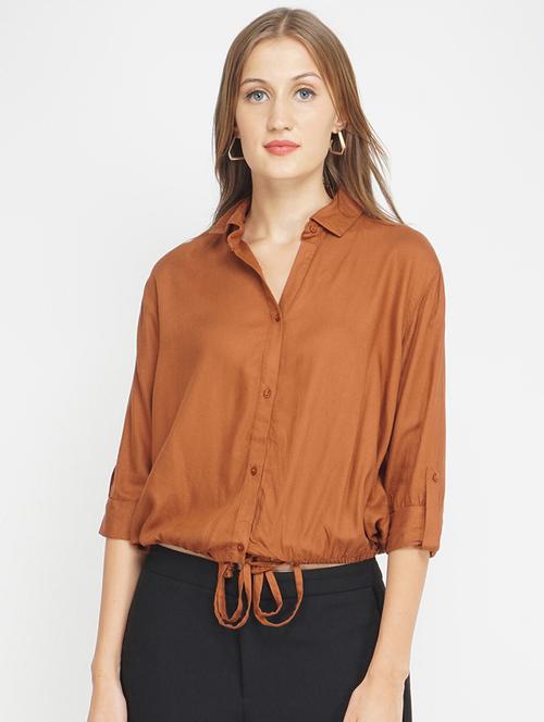 drawstring waist solid shirt - 17822242 - Very Small Image - 1