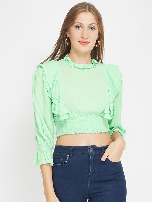 ruffle detail crop top - 17822287 - Very Small Image - 1