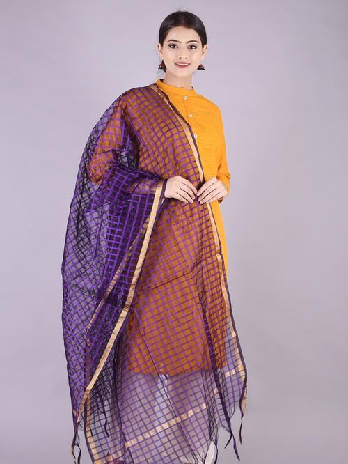 cotton silk checkered dupatta - 17822484 - Very Small Image - 1