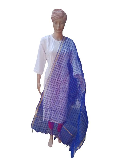 cotton silk checkered dupatta - 17822485 - Very Small Image - 1
