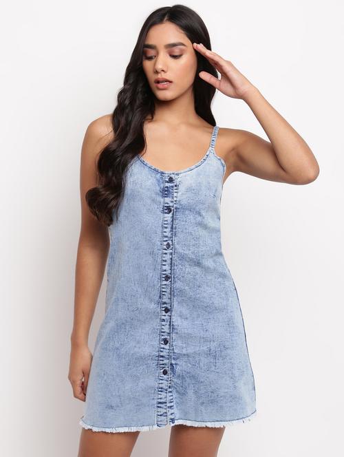 cami neck denim dress - 17822547 - Very Small Image - 1