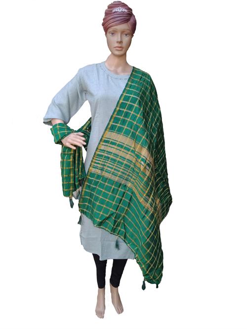 cotton silk checkered dupatta - 17822575 - Very Small Image - 1