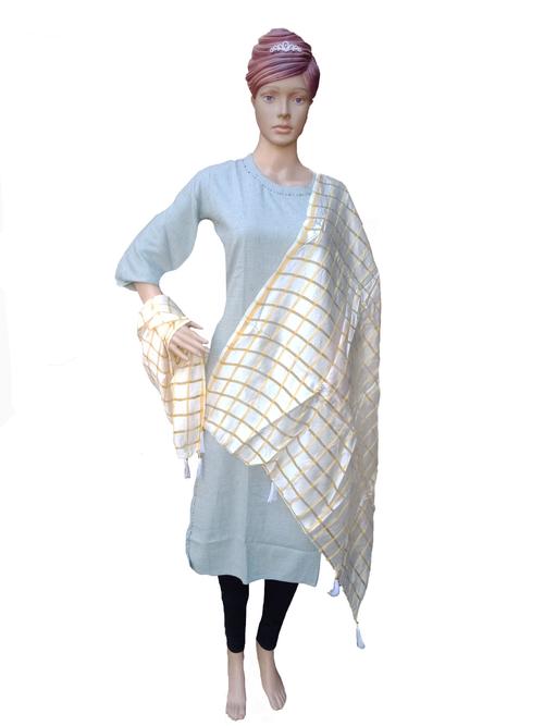 cotton silk checkered dupatta - 17822577 - Very Small Image - 1