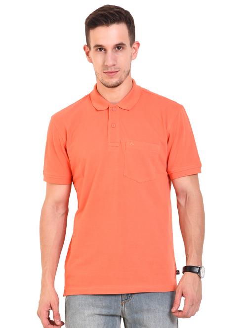 orange solid polo t-shirt - 17822619 - Very Small Image - 1