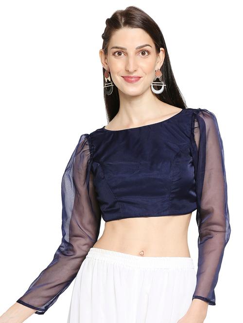 blue georgette solid blouse - 17822918 - Very Small Image - 1