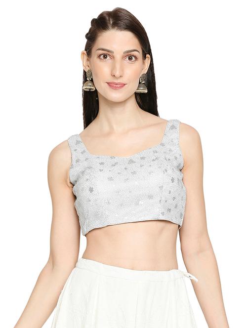silver net embroidered blouse - 17822934 - Very Small Image - 1