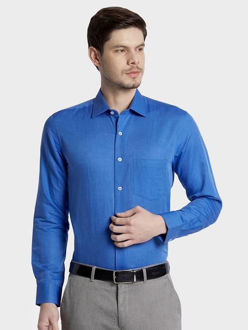 blue solid formal shirt - 17822989 - Very Small Image - 1