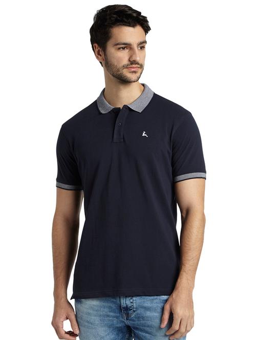 blue solid polo t-shirt - 17823096 - Very Small Image - 1