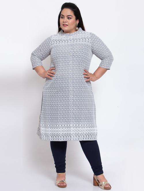 grey cotton aline kurta - 17823127 - Very Small Image - 1