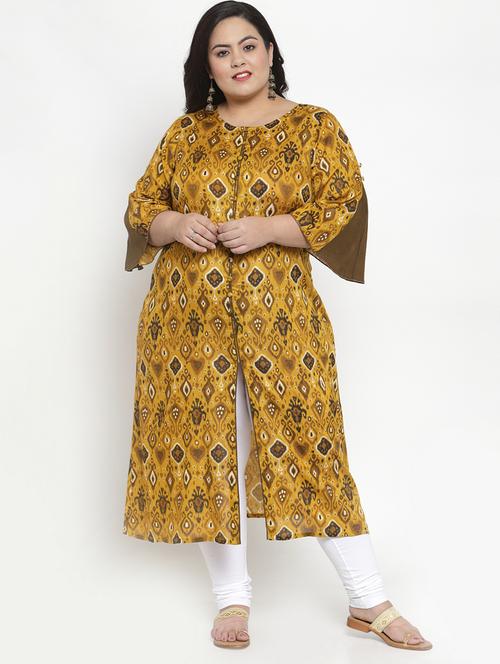 yellow cotton aline kurta - 17823147 - Very Small Image - 1