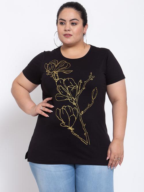round neck printed plus tee - 17823227 - Very Small Image - 1