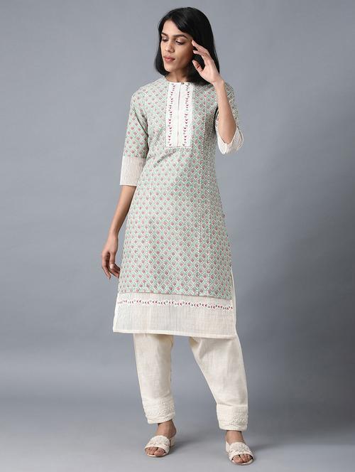 printed straight kurta - 17823269 - Very Small Image - 1