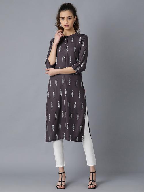printed straight kurta - 17823273 - Very Small Image - 1