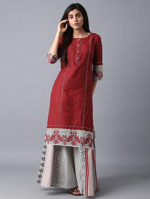 maroon straight kurta - 17823279 - Very Small Image - 1
