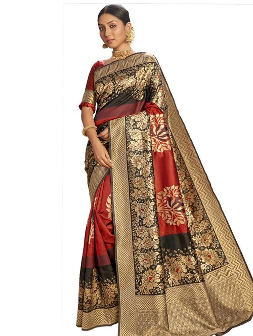 self design woven saree with blouse - 17824145 - Very Small Image - 1