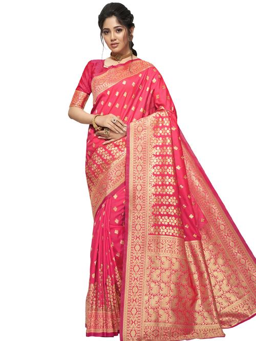 magenta woven saree - 17824166 - Very Small Image - 1
