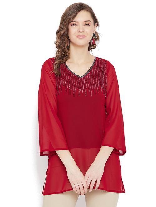 v-neck embellished top - 17824381 - Very Small Image - 1