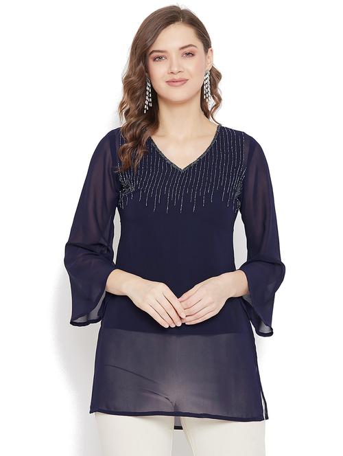 v-neck embellished top - 17824382 - Very Small Image - 1
