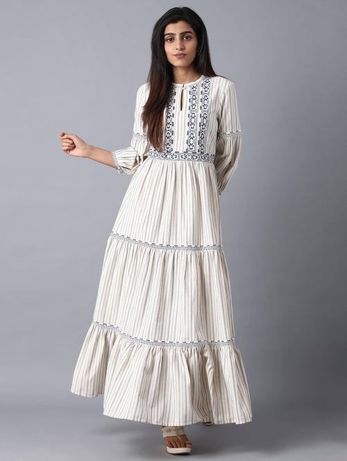 tiered flared ethnic dress - 17824700 - Very Small Image - 1