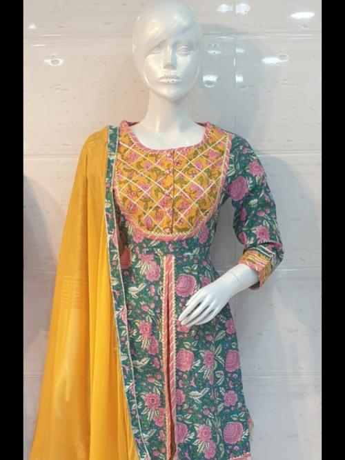 cotton garara yellow color flower printed - 17825161 - Very Small Image - 1