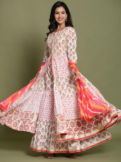 cotton tiered shirt with garara - 17825220 - Very Small Image - 1