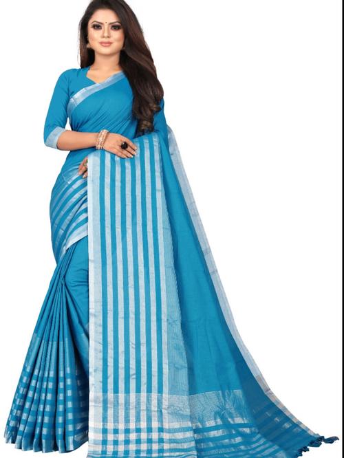 cotton blend type: saree with blouse - 17825393 - Very Small Image - 1