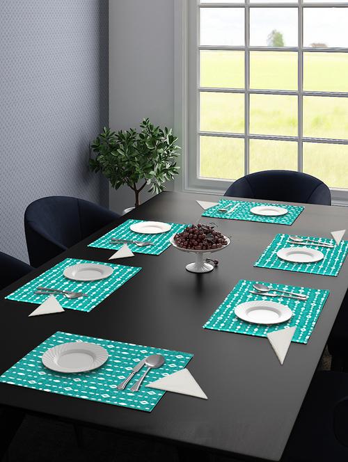 saral home cotton tablemat 6pc + 6pc napkin set (33x48cm mat 40x40cm napkin - 17825439 - Very Small Image - 1