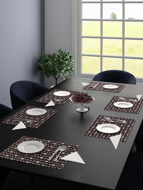 saral home cotton tablemat 6pc + 6pc napkin set (33x48cm mat 40x40cm napkin - 17825441 - Very Small Image - 1