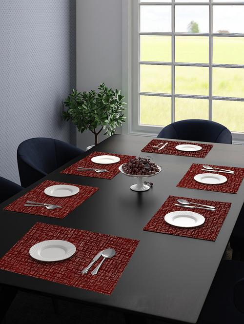 saral home unique quality viscose dining table kitchen placemats pack of 6 (34x45 cm, maroon) - 17825481 - Very Small Image - 1