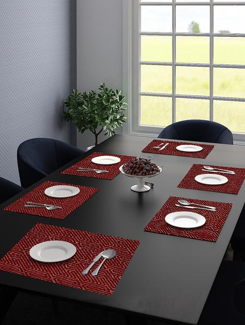 saral home unique quality viscose dining table kitchen placemats pack of 6 (34x45 cm, maroon) - 17825485 - Very Small Image - 1
